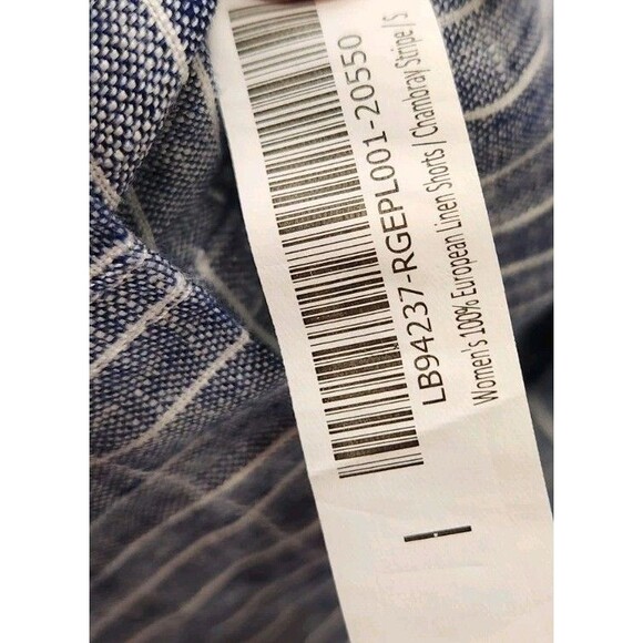 Quince Linen Shorts French Cut Drawstring Small Chambrey Striped New - Picture 8 of 10